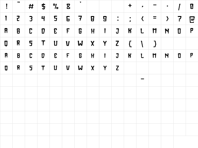 Kind Monster Regular  glyph index