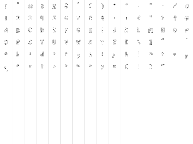 CK Woodsy Regular  glyph index