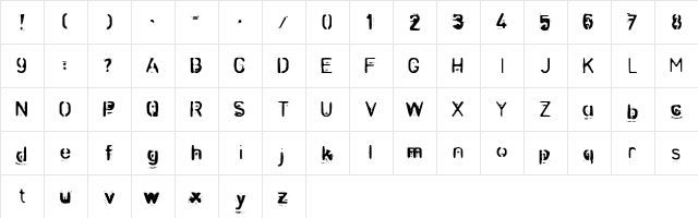 Zombie-Noize Regular  glyph index