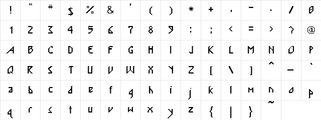Albania Regular Regular  glyph index
