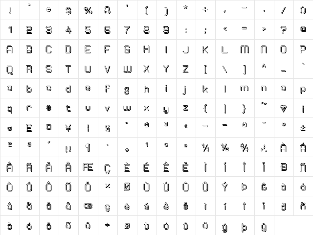 Elgethy Est Bold Regular  glyph index