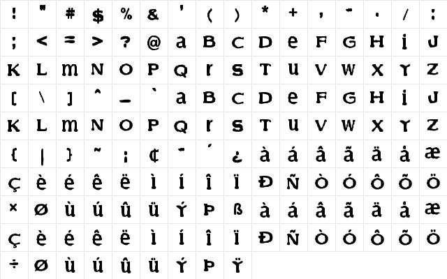 Finder Regular  glyph index