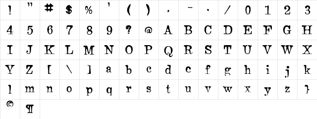 Bonsai Regular  glyph index