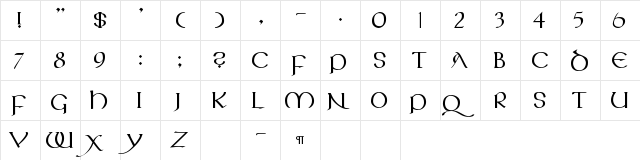 CallifontsF59TrueType Regular  glyph index