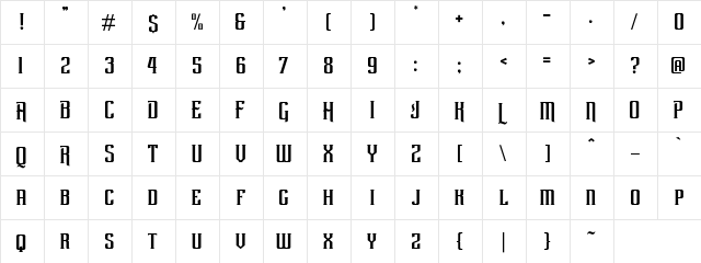 Rebute Regular  glyph index