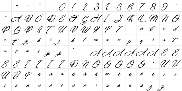 Dirty Bitch Regular  glyph index