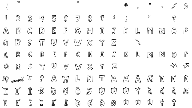 Chrysalis Regular  glyph index