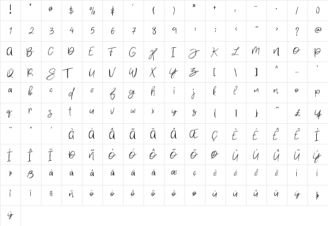 Densfort Regular  glyph index