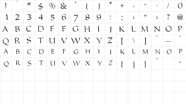 MisioSCapsSSK Regular  glyph index