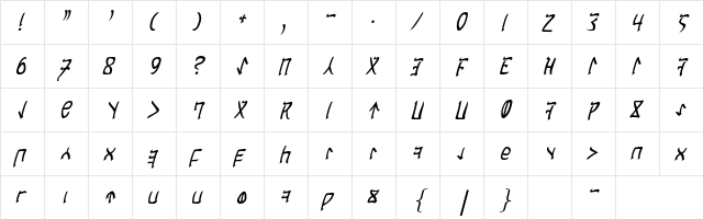 Cardosan Italic  glyph index