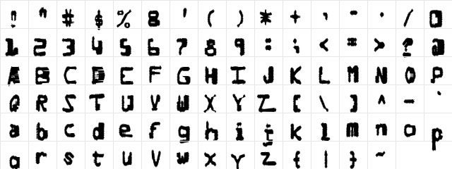 Degraded Chip Creep Regular  glyph index