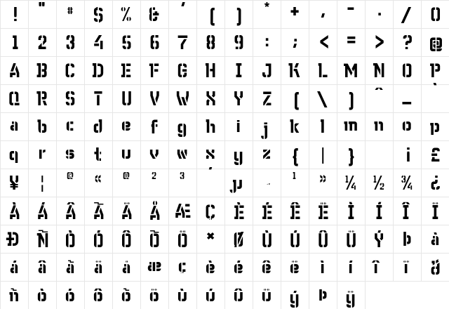 WC Wunderbach Bta DemiBold  glyph index