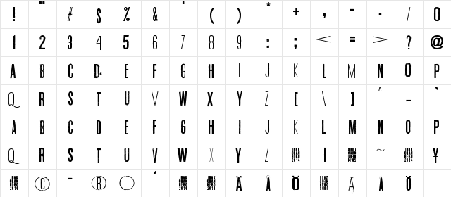 Quiet Zoo Regular  glyph index