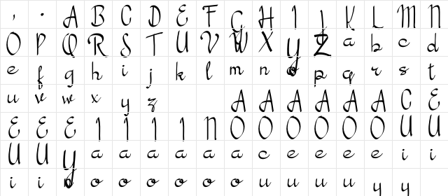 Valencia Script  glyph index