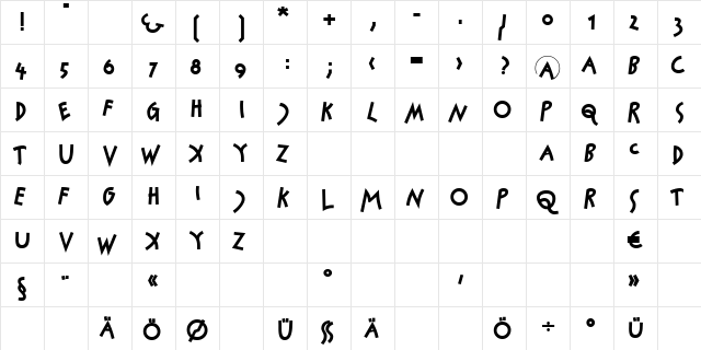 Jockey Black  glyph index