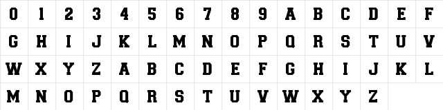 Pro-Block Regular  glyph index