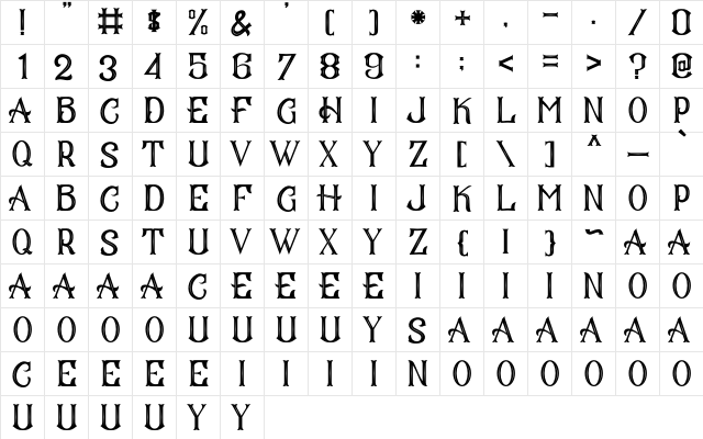 CS Mulan Inner Regular  glyph index