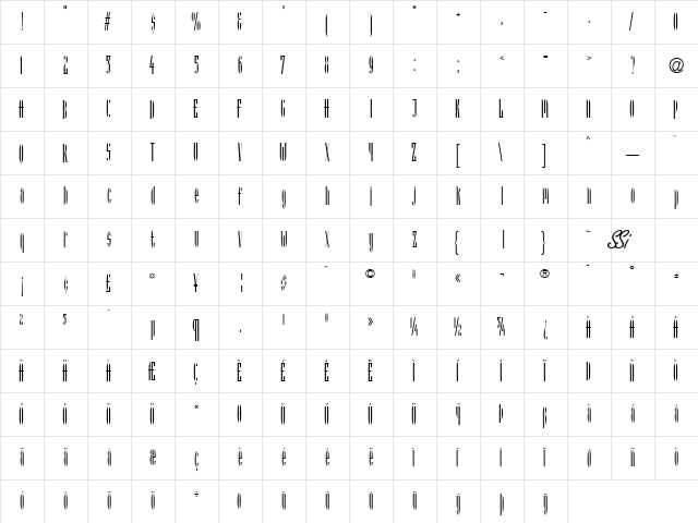 Spitbol Alternate SSi Regular  glyph index