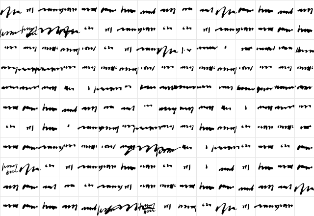 TheWrittenWord Medium  glyph index