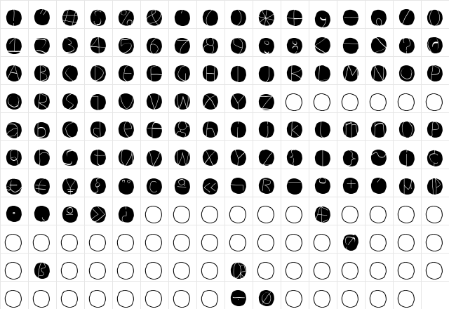 CirculumInvers Regular  glyph index