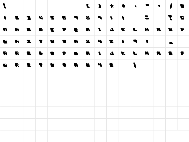 Future Chibaraki2 Regular  glyph index