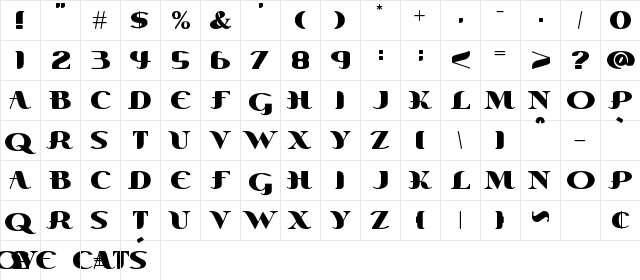 Love Cats Regular  glyph index