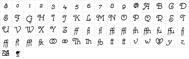 Mistress Script - Alternates Regular  glyph index