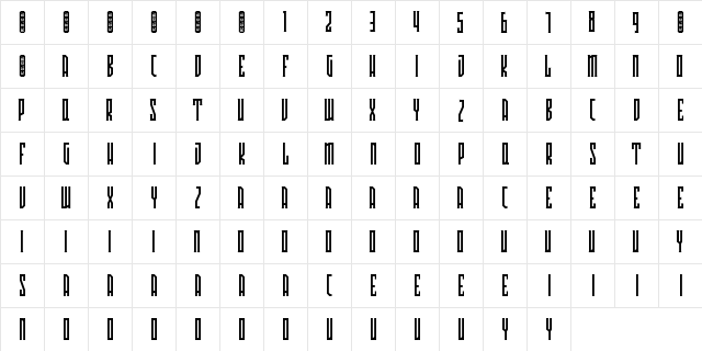Avriella Regular  glyph index