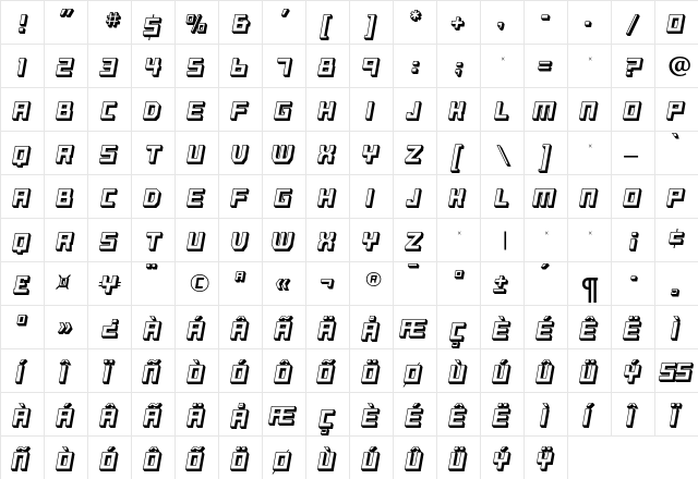 BassetRR Regular  glyph index