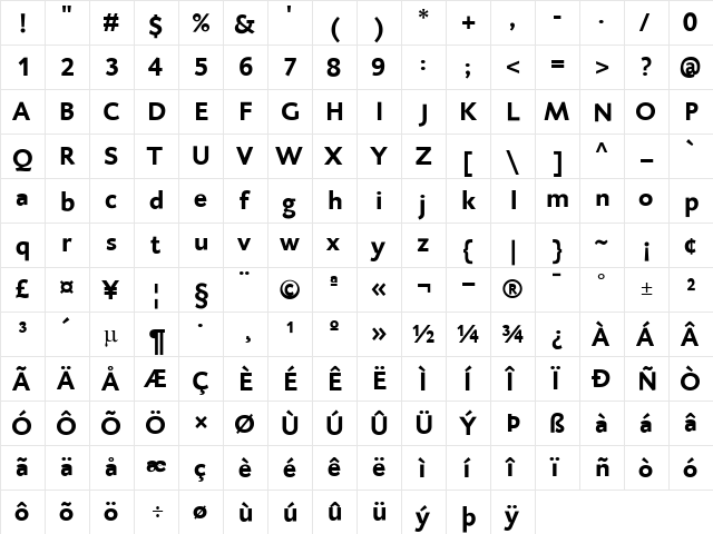 DTLCaspariT Regular  glyph index