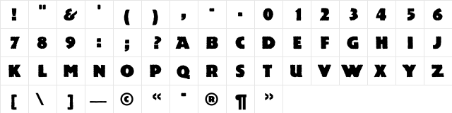 AcsiomaNext-Rough Regular  glyph index