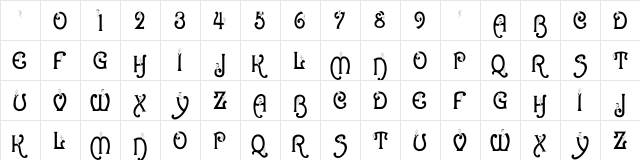 BJF Snowbird Regular  glyph index