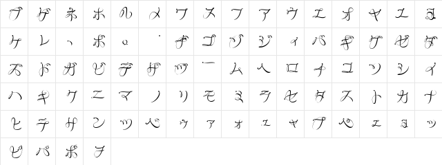 RyusenKat Regular  glyph index