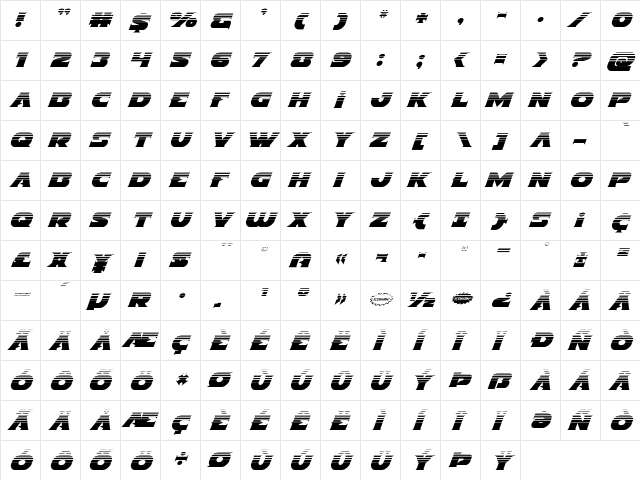 Indigo Demon Halftone Italic Italic  glyph index