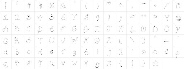PC Star Regular  glyph index