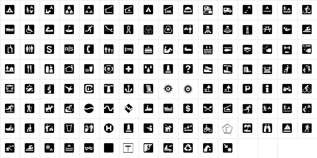 DNR Recreation Symbols Regular  glyph index