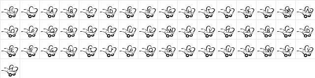 JLR  Haulin' Love Regular  glyph index