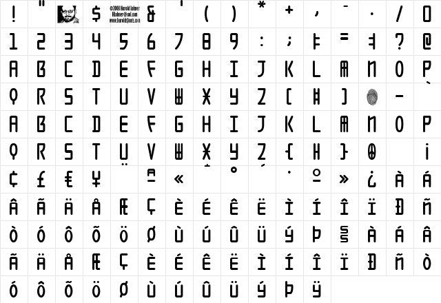 SeoulCaps Regular  glyph index
