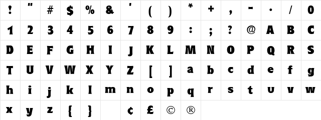 Eleutheria Display SSi Regular  glyph index