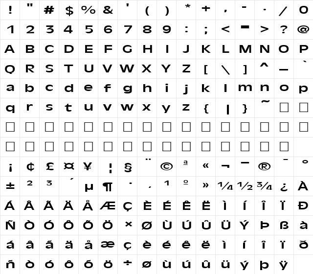 FZ BASIC 2 EX Normal  glyph index