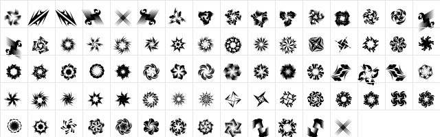 Whirligig Medium  glyph index