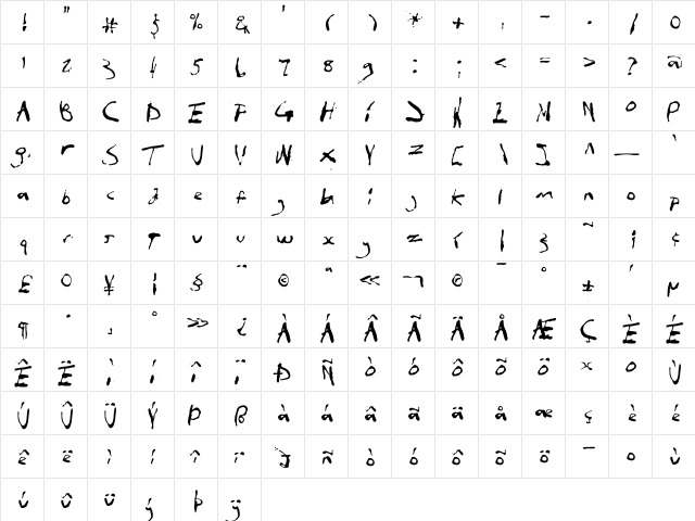 InXanthumGum Regular  glyph index