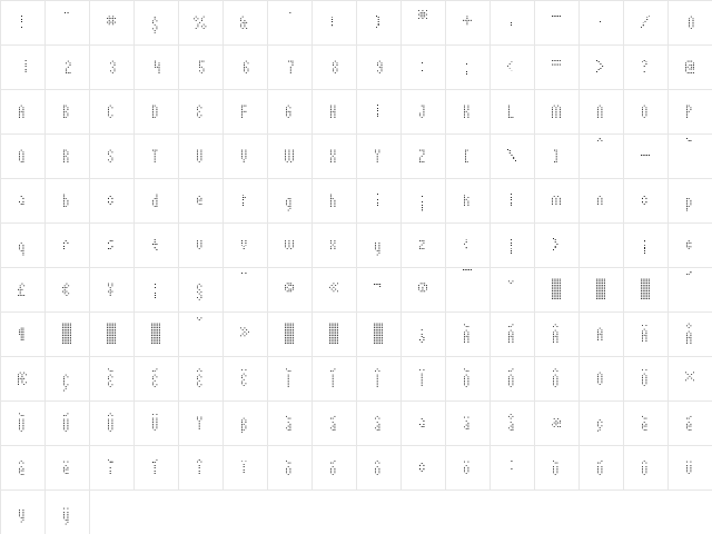 USe in Regular  glyph index