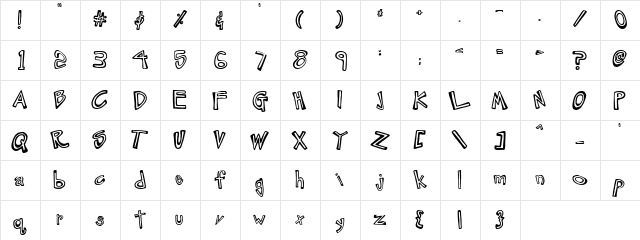 PC Uneven Outlines Regular  glyph index