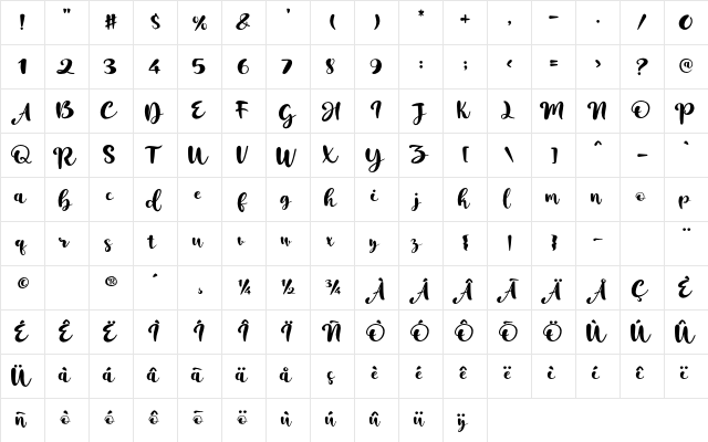 Creatine Youth Regular  glyph index