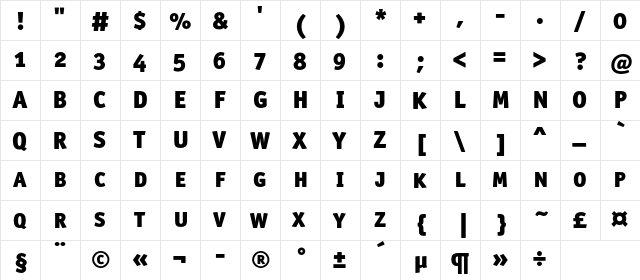 OfficinaSansBlackSCC Regular  glyph index