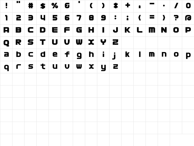 D3 Cozmism Regular  glyph index