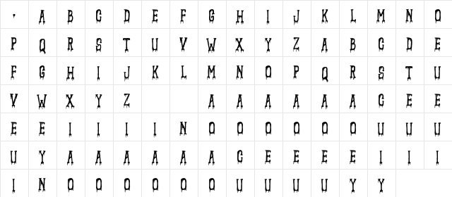 SCARYNIZO DECORATIVE  glyph index