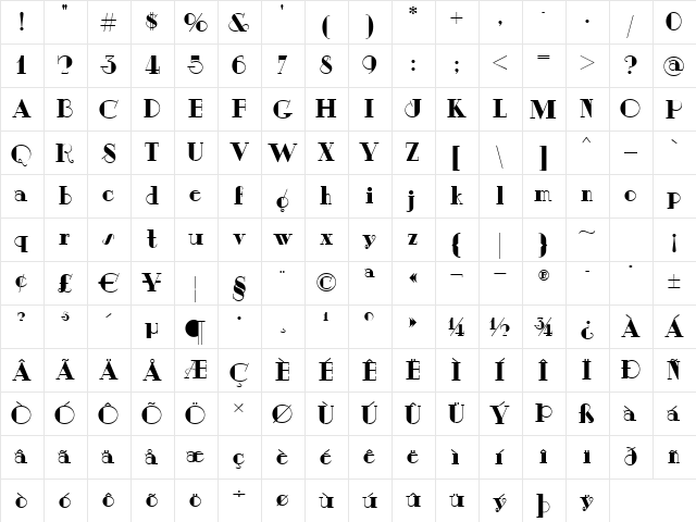 DayTripperNF Regular  glyph index