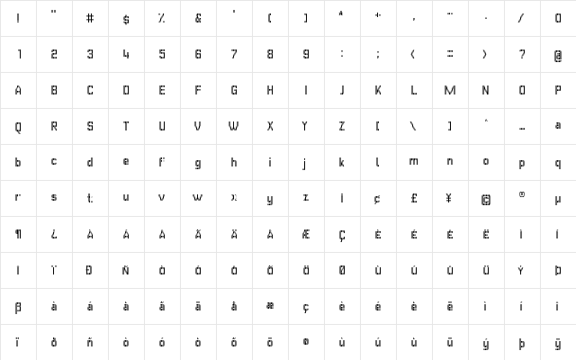 GVB Bus PID 13x8 Regular  glyph index
